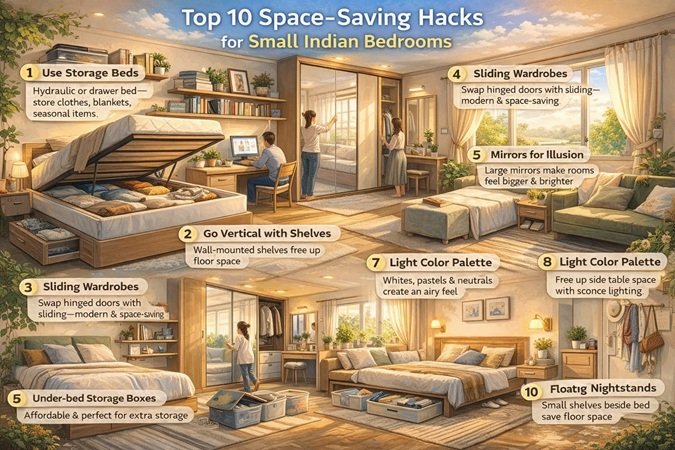 Small Bedroom? 10 Genius Space-Saving Hacks for Indian Homes