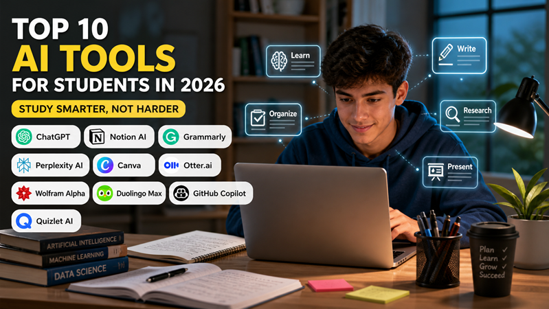 Top 10 AI Tools for Students in 2026 (Free & Paid): The Ultimate Productivity Stack