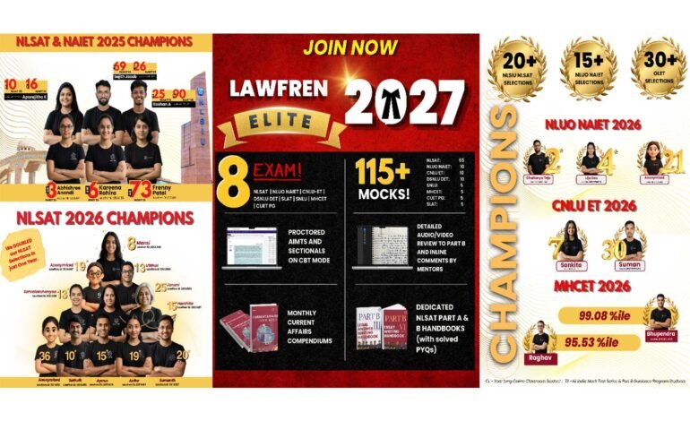 Lawfren Rated Among the Best NLSAT Coaching and Best 3 Year LLB Coaching in India
